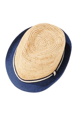 Natural Straw Trilby Hat (Older Boys)